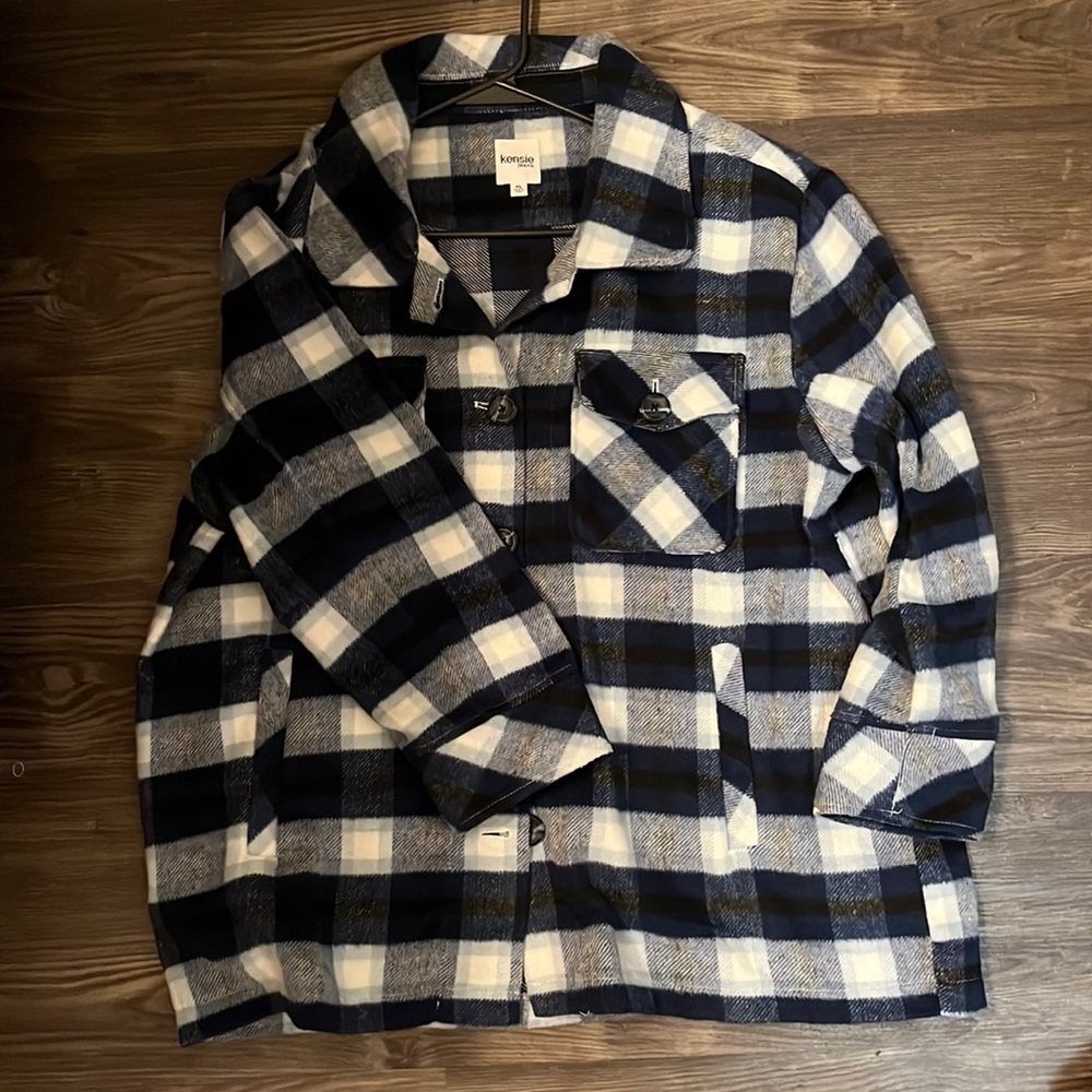 Blue plaid shacket
